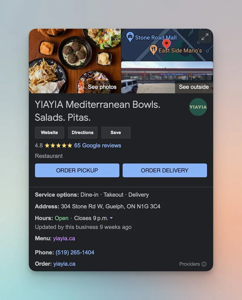 YIAYIA's Google Business Profile