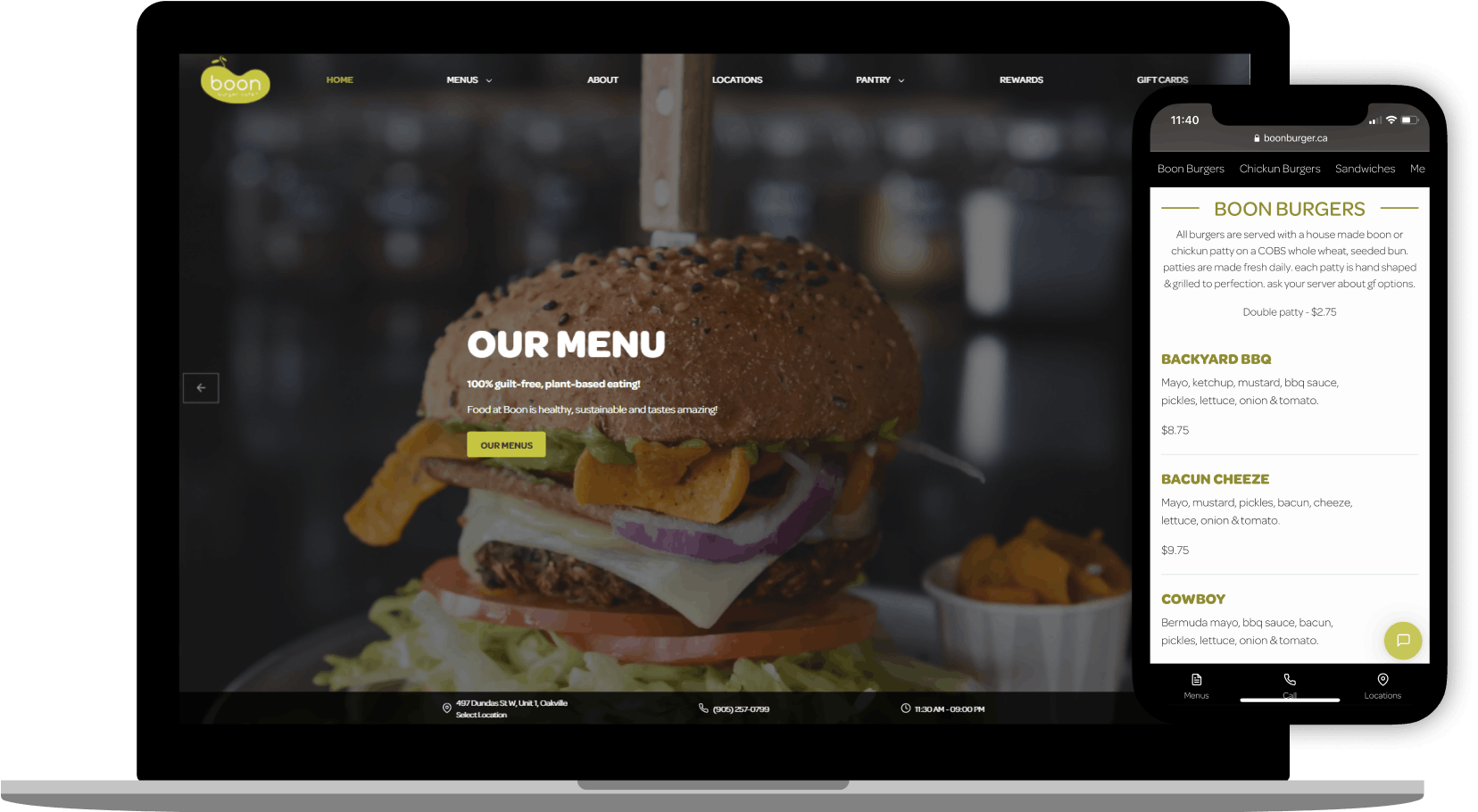 Boon Burger Cafe Website