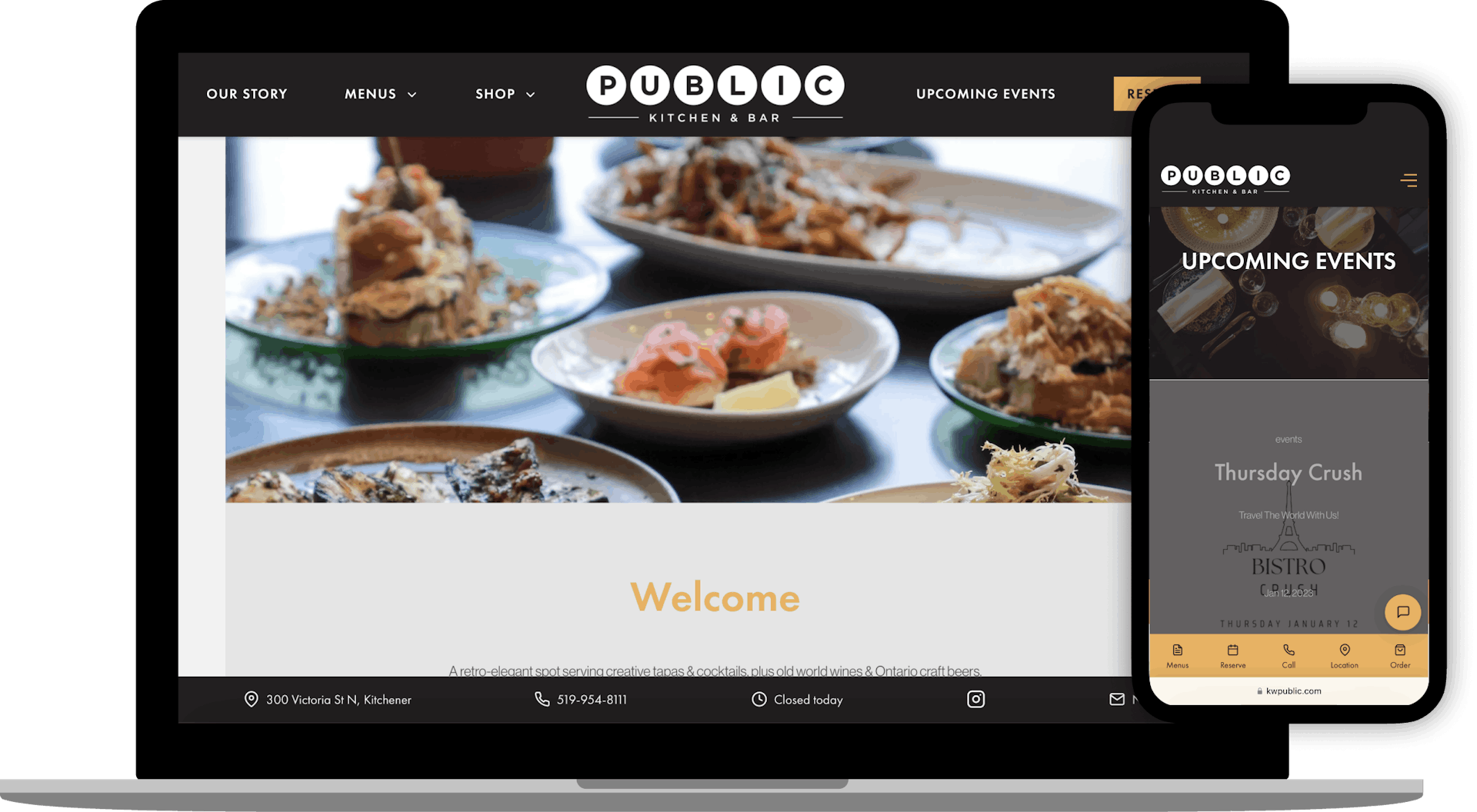 Public Kitchen & Bar Website
