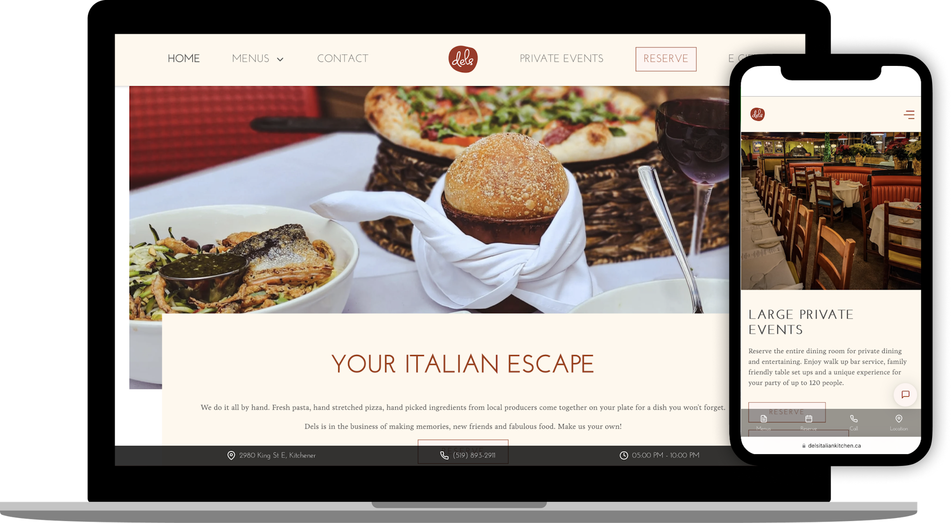 Del's Italian Kitchen Website